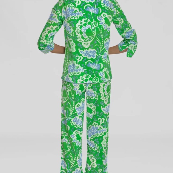 Gretchen Scott Designs Green Flora Floral Pajama Set NWT $130 - Picture 3 of 4